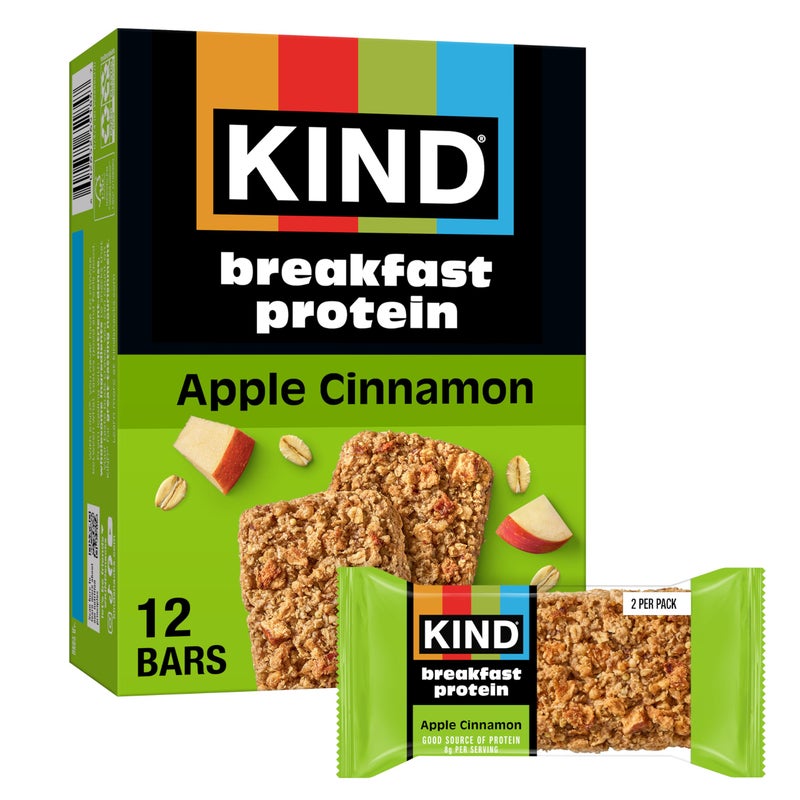 KIND Breakfast Protein, Healthy Snack Bar, Apple Cinnamon, Gluten Free Breakfast Bars, 8g Protein, 1.76OZ Packs, 12 Count - Image 1